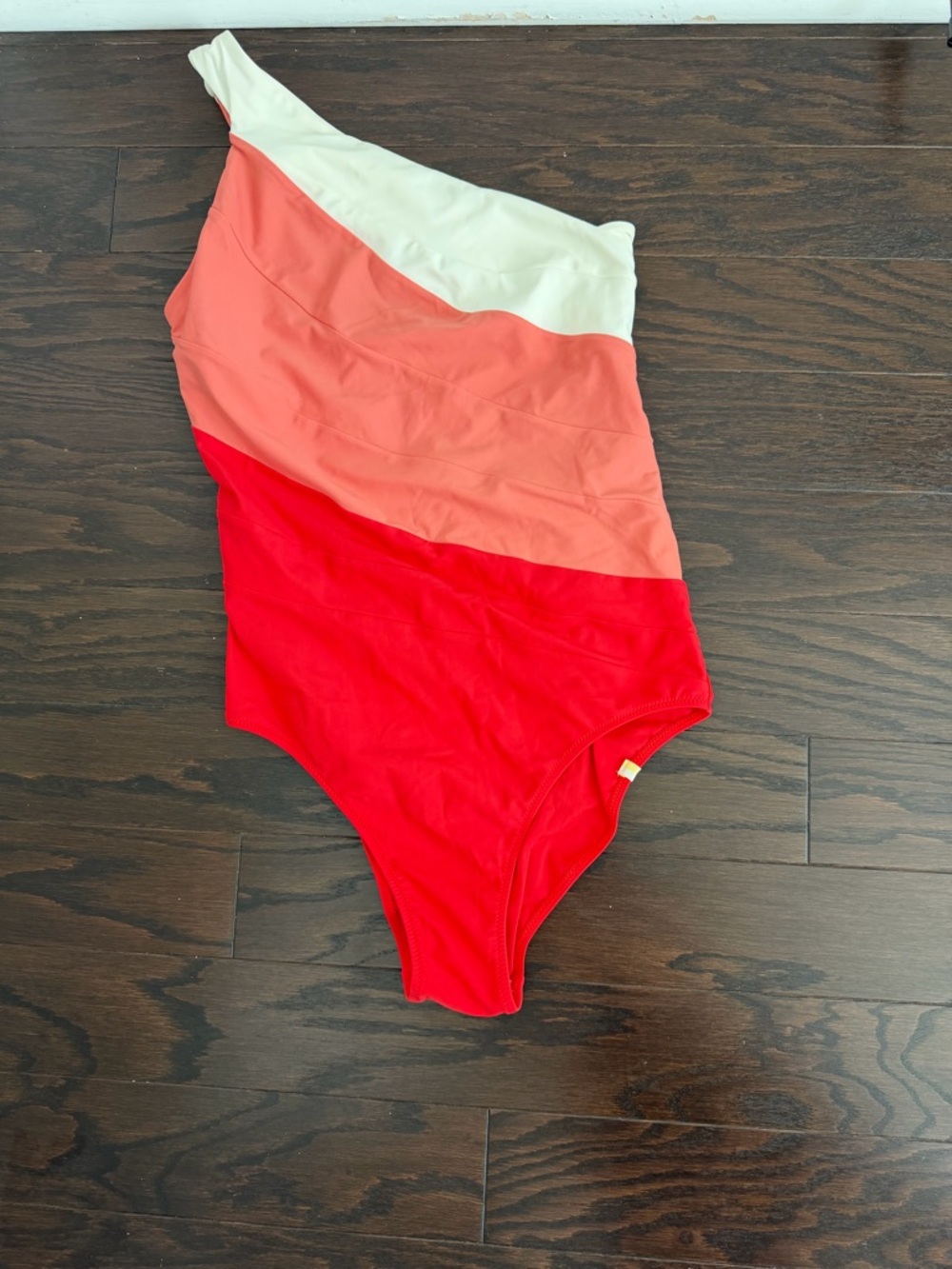Summersalt color block One-Shoulder Swimsuit - Ivory, Coral, Red